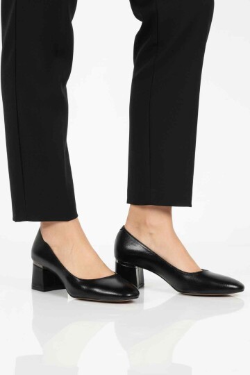 Siyah Yılan Hafif Topuklu Kadın Abiye Ayakkabı 357184 Z