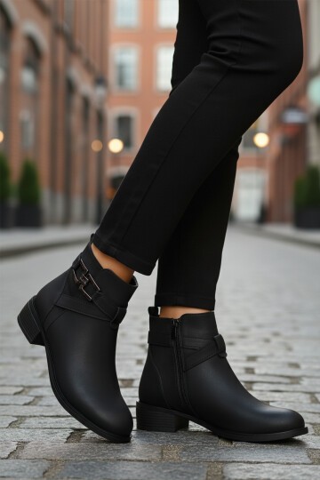 Siyah Zümrüt İçi Kürklü Kadın Bot 547819 Z