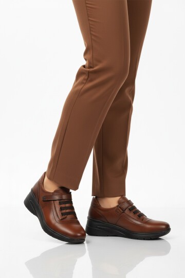 Taba Hakiki Deri Dolgu Topuklu Kadın Günlük Ayakkabı PLV144 Z