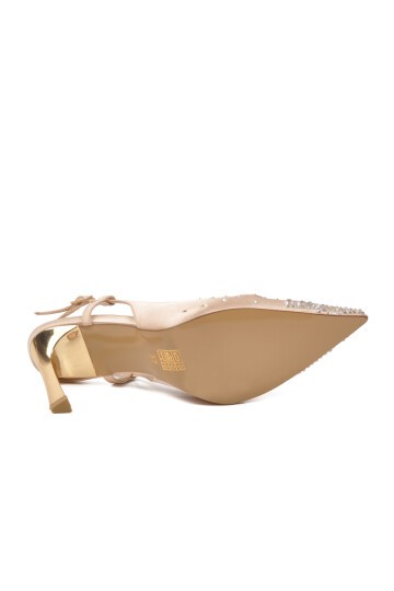 Bej Saten Kadın Topuklu Ayakkabı 298248 Z