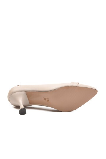 Bej Saten Kadın Abiye Ayakkabı PC-55201 Z