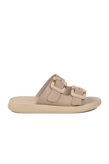 Bej Süet Hafif Slip-On Kadın Terlik 513089 Z