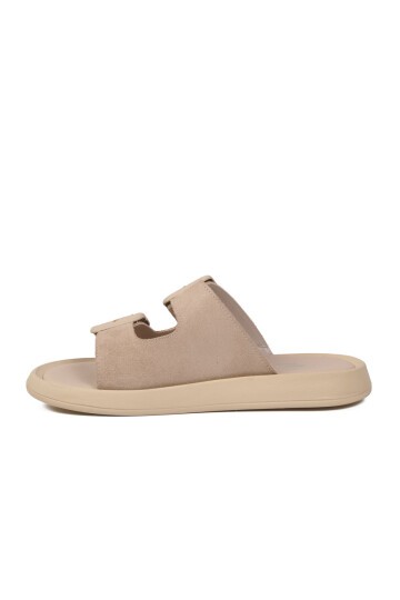 Bej Süet Hafif Slip-On Kadın Terlik 513089 Z