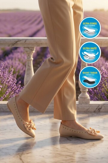 Bej Hafif ComfortSole Taban Kadın Babet 351092 Z