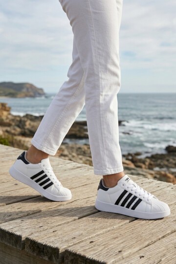 Beyaz-Siyah Hafif Unisex Spor Ayakkabı 26112 G