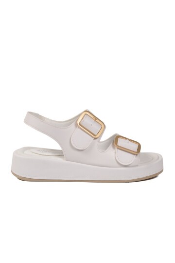 Beyaz Yüksek Tabanlı ComfortSole Taban Kadın Sandalet 35332 Z
