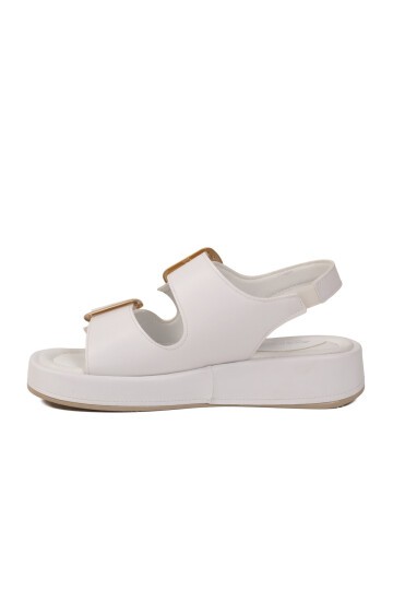 Beyaz Yüksek Tabanlı ComfortSole Taban Kadın Sandalet 35332 Z