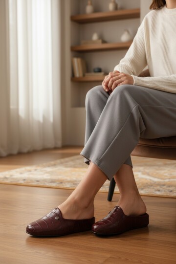 Bordo Kadın Ev Terliği PC-55373 Z