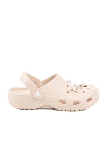 Ekru Suni Deri Unisex Terlik 606 Z
