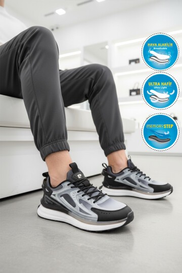 Gri-Siyah Memory Foarm Erkek Spor Ayakkabı PCI-10105 M