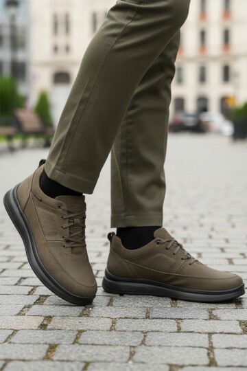 Haki Nubuk Hakiki Deri Erkek Günlük Ayakkabı 252070 M