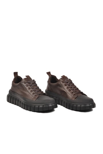 Kahve Hakiki Deri Erkek Günlük Ayakkabı 152-18124  M