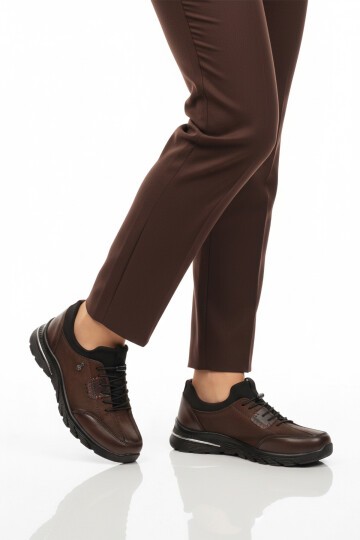 Kahve Nubuk Hakiki Deri Kadın Günlük Ayakkabı PLV061 Z