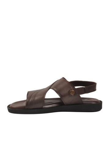 Kahve hakiki Deri Erkek Sandalet PC-7315 M