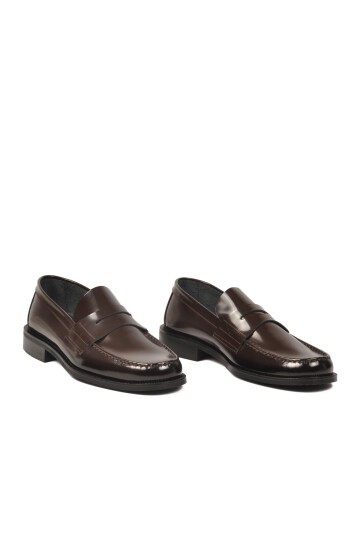 Kahve Rugan Hakiki Deri Erkek Günlük Ayakkabı 3577 M