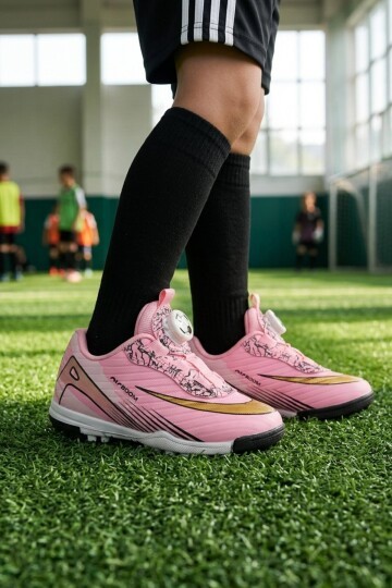 Pembe-Siyah Misina Bağcıklı Unisex Spor Ayakkabı 620 F Halısaha