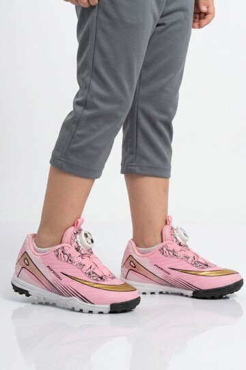 Pembe-Siyah Misina Bağcıklı Unisex Spor Ayakkabı 620 F Halısaha