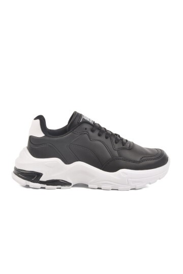 Siyah-Beyaz Suni Deri Kadın Spor Ayakkabı Walkway 159 G