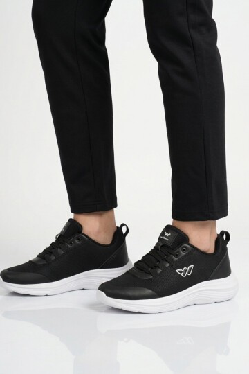 Siyah-Beyaz Tekstil Hafif Unisex Spor Ayakkabı Pete G