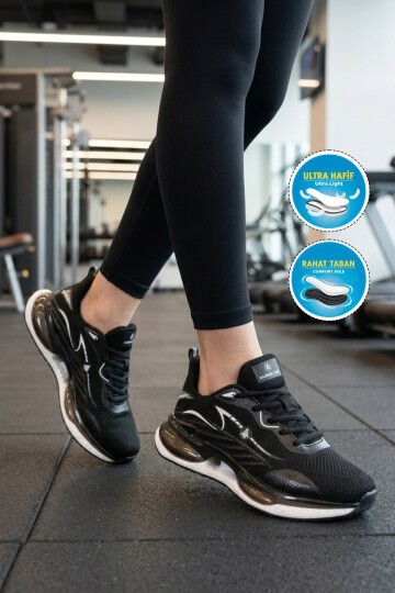 Siyah-Beyaz Tekstil ComfortSole Taban Unisex Spor Ayakkabı 101 25087-G