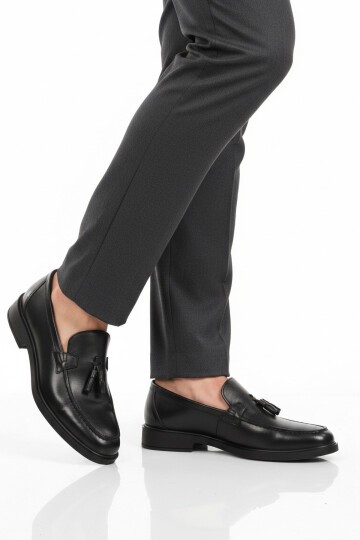 Siyah Hakiki Deri Erkek Günlük Ayakkabı 2207 M