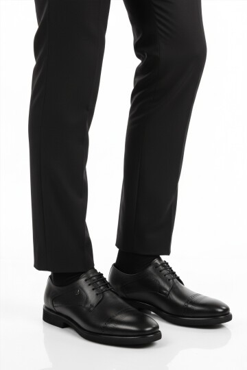 Siyah Hakiki Deri Erkek Günlük Ayakkabı 3255 M