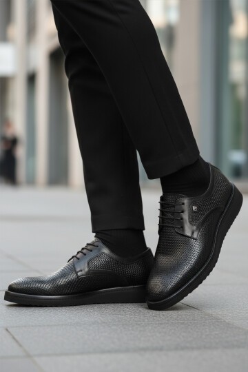 Siyah Hakiki Deri Erkek Günlük Ayakkabı 3264 M