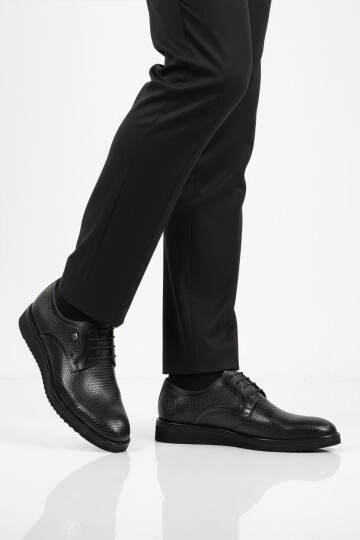 Siyah Hakiki Deri Erkek Günlük Ayakkabı 3264 M