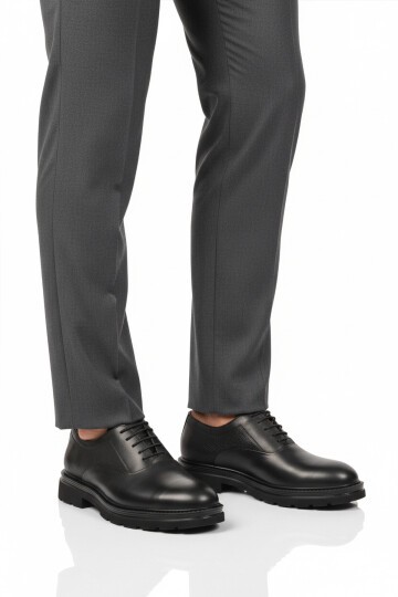 Siyah Hakiki Deri Erkek Günlük Ayakkabı 381 M