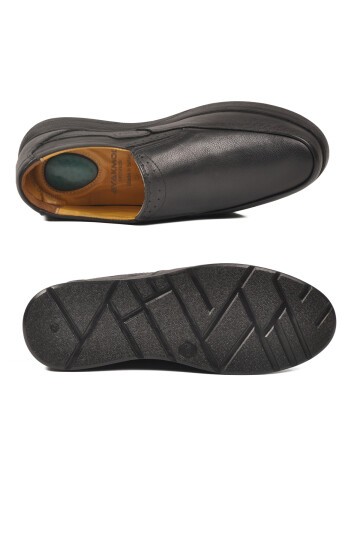 Siyah Hakiki Deri Jel Tabanlı Erkek Günlük Ayakkabı 409 M