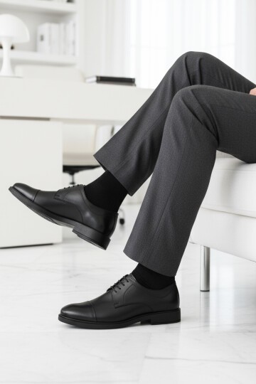 Siyah Hakiki Deri Erkek Klasik Ayakkabı 025 M