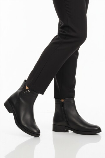 Siyah Hakiki Deri Kadın Bot 21893-1 Z