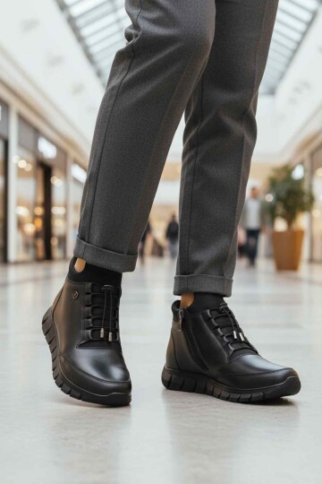 Siyah Hakiki Deri Kadın Bot 3615 Z