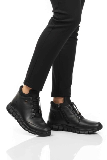 Siyah Hakiki Deri Kadın Bot 3615 Z