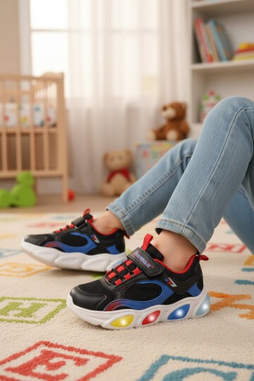 Siyah-Kırmızı Hafif Çocuk Spor Ayakkabı 2000  P