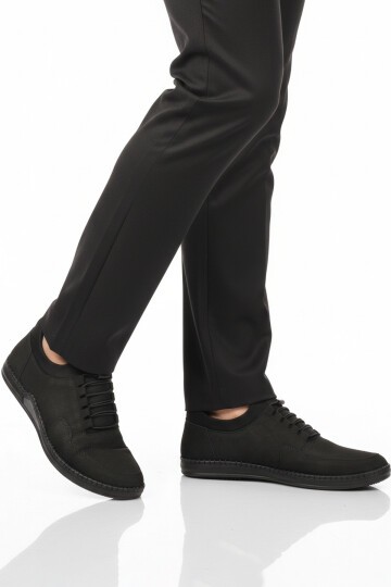 Siyah Nubuk Hakiki Deri Jel Tabanlı Erkek Günlük Ayakkabı Premium 418 M