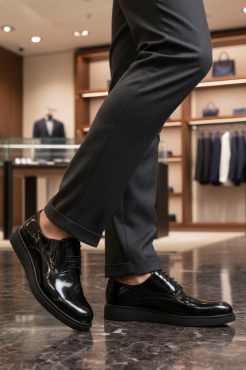 Siyah Rugan Hakiki Deri Erkek Günlük Ayakkabı 623 M