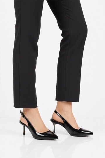 Siyah Rugan Kadın Abiye Ayakkabı 653122 Z