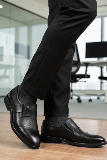 Siyah-Siyah Floter Hakiki Deri Erkek Günlük Ayakkabı Fosco 3257 M