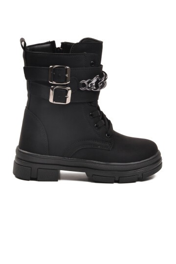 Siyah Çocuk İçi Polarlı Bot G-1001 F ( Zincirli )