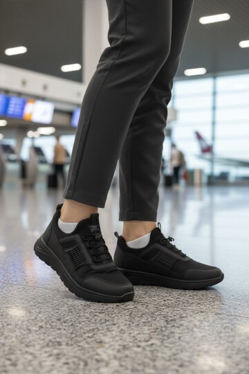 Siyah-Siyah Tekstil Unisex Spor Ayakkabı Nans 6006 G