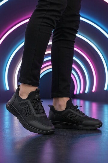 Siyah-Siyah Tekstil Unisex Spor Ayakkabı Nans 6006 G