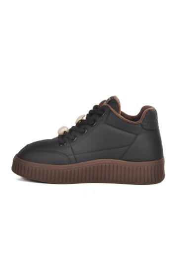 Siyah Suni Deri Kadın Sneaker 25K419-1 Z