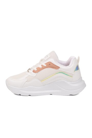 Beyaz-Pudra Esnek Unisex Spor Ayakkabı 051 G