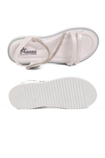 Beyaz Hafif Ortopedik Taban Çocuk Sandalet 26A94 P
