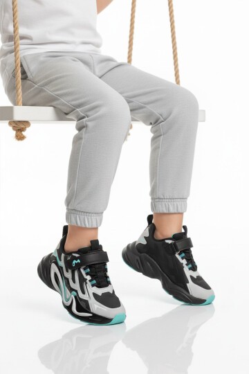 Gri-Turkuaz Erkek Çocuk Spor Ayakkabı 161-T5440210 F
