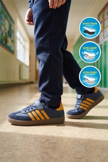 Lacivert-Hardal Hafif Çocuk Spor Ayakkabı 753 F