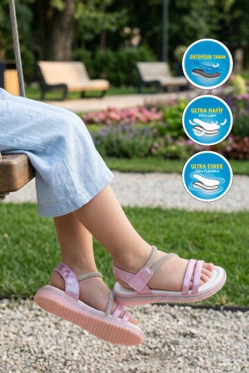 Pembe Ortopedik Kız Çocuk Sandalet Arzen 26A94 F