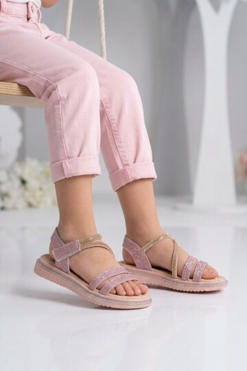 Pudra Hafif Ortopedik Taban Çocuk Sandalet 26A94 P