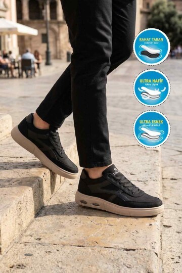 Siyah-Bej Tekstil Erkek Günlük Ayakkabı Dakırs 2308 M